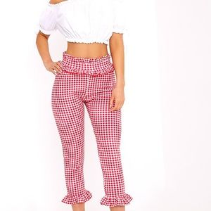 Red gingham pants